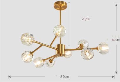 Nordic Chandelier Modern Simple Crystal All Copper Light Luxury Lamps (Option: Imitation copper9 heads-Xiao Ai)